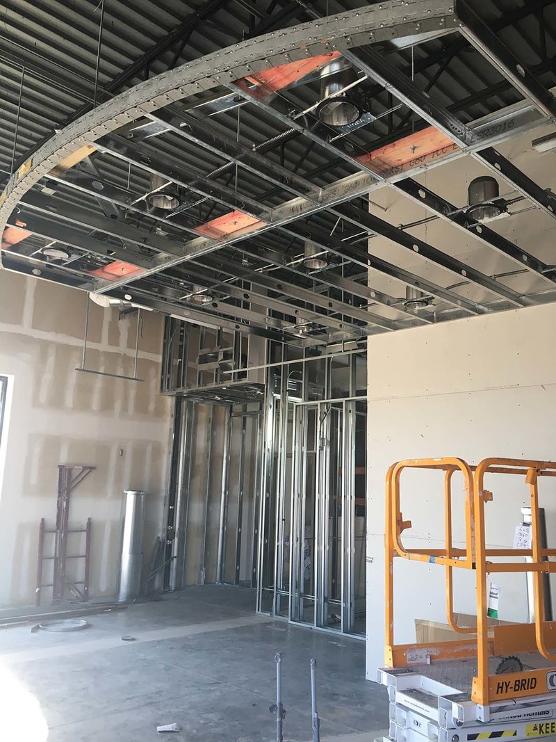 Framing for Drywall Cloud above the Reception